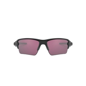 Oakley Rectangle Sunglasses 0OO9188 in black with purple-tinted lenses, semi-rimless wraparound frame, silver nose bridge detail