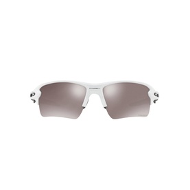 Oakley Flak 2.0 Rectangle Sunglasses in white with dark tinted lenses, slim frame, front-facing view
