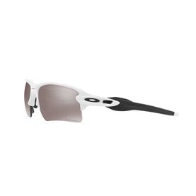 Oakley Flak 2.0 Rectangle Sunglasses in white with dark grey wrap lenses, black temple arms and Oakley logo detail