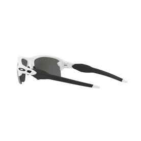 Oakley Flak 2.0 Rectangle Sunglasses in white, showing rear three-quarter view with black rubber temple tips and nose pads