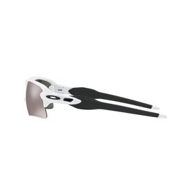Oakley Flak 2.0 Rectangle Sunglasses in white with black temples and dark tinted wraparound lens, side profile view