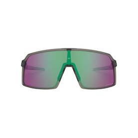 Oakley Shield Sunglasses 0OO9406 in grey with oversized single-lens shield design and green-tinted mirror lens, front view