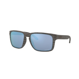 Oakley Holbrook XL Sunglasses OO9417 59 in woodgrain grey frame with blue mirrored lenses, square silhouette