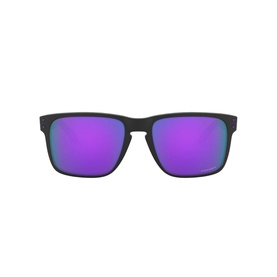 Oakley Square Sunglasses 0OO9417 in black frame with violet mirrored lenses, front-facing view