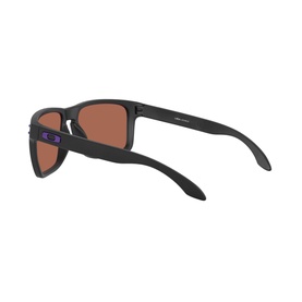 Oakley Square Sunglasses 0OO9417 in black with purple detail and dark rose-tinted lenses, rear three-quarter view