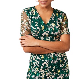 Oralie Floral Embroidered Fitted Dress
