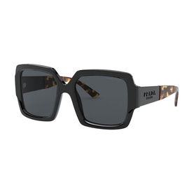 Prada 0PR 21XS Pillow Sunglasses in black with oversized square frames, dark lenses, and tortoiseshell temples