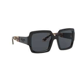 Prada 0PR 21XS Pillow Sunglasses in black with oversized square frames, dark lenses, and tortoiseshell temples