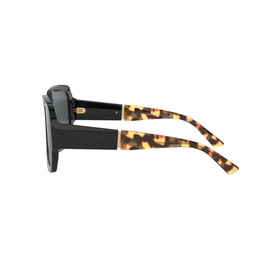 Prada 0PR 21XS Pillow Sunglasses in black with tortoiseshell temples, shown from the side