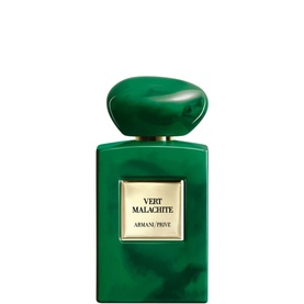 Armani Priv&eacute; Vert Malachite Eau de Parfum 100ml in emerald green glass bottle with malachite-effect stopper and gold label