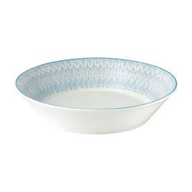 Royal Doulton Herringbone Pasta Bowl in white with delicate blue herringbone patterned rim, 23cm, dishwasher and microwave safe