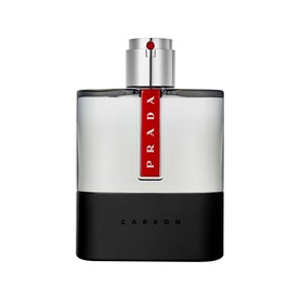 Prada Beauty Luna Rossa Carbon Eau de Toilette 150ml, silver and black bottle with red branded label and metal cap