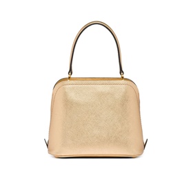 Prada Accessories Matin&eacute;e Saffiano Leather Micro Bag in grey, structured silhouette with single top handle and gold-tone hardware