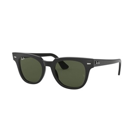 Ray-Ban Square Sunglasses RB2168 in black with green lenses, chunky angular acetate frame and silver-tone rivets