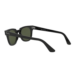 Ray-Ban Square Sunglasses RB2168 in black, rear three-quarter view showing green lenses and temple arms