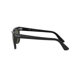 Ray-Ban Square Sunglasses RB2168 in black, side profile view showing temple arm and green lens detail