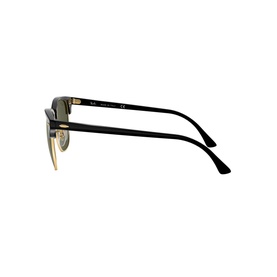 Ray-Ban Clubmaster Square Sunglasses in black, side profile view showing slim temples and gold-tone browline detail
