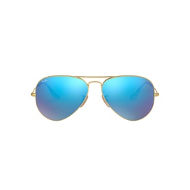 Ray-Ban Original Aviator Sunglasses RB3025 55 in gold metal frame with blue mirrored lenses, front view