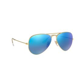 Ray-Ban Original Aviator Sunglasses RB3025 55 in gold with blue mirrored lenses and slim metal frame