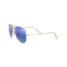 Ray-Ban Original Aviator Sunglasses RB3025 55 in gold with blue mirrored lenses and thin metal frame
