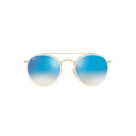 Ray-Ban Round Sunglasses RB3647N 51 in gold with double bridge, round frames and blue gradient mirror lenses