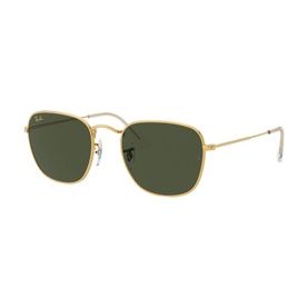 Ray-Ban Frank Square Sunglasses in gold metal frame with green lenses and slim temple arms