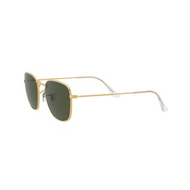 Ray-Ban Frank Square Sunglasses in gold metal frame with dark green lenses and slim temples