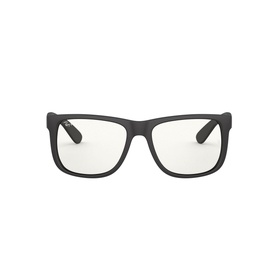 Ray-Ban Justin Square Sunglasses in black matte frame with clear lenses, front-facing view