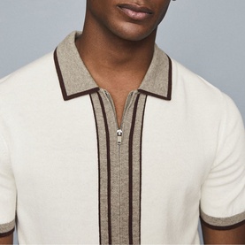 Roland Striped Zip Through Polo