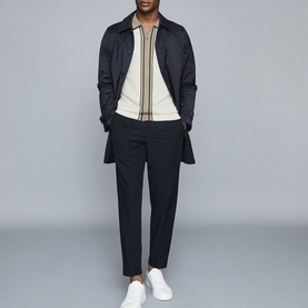 Roland Striped Zip Through Polo