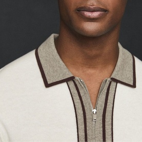 Roland Striped Zip Through Polo
