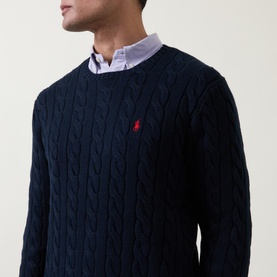 Crew Neck Cable Knit Sweater