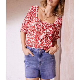 Elizabeth Knot Detail Floral Top