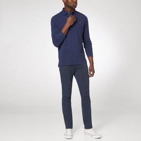 Logo Long Sleeve Cotton Polo Shirt