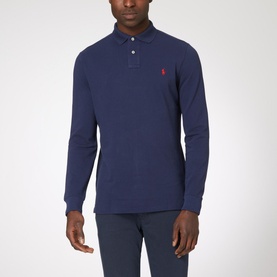 Logo Long Sleeve Cotton Polo Shirt