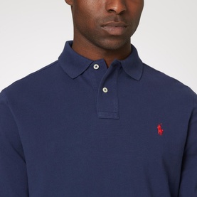 Logo Long Sleeve Cotton Polo Shirt