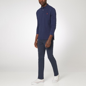 Logo Long Sleeve Cotton Polo Shirt