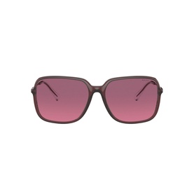Ralph Lauren 0RA5272 Square Sunglasses in translucent grey with pink gradient lenses, slim temples, front-facing view