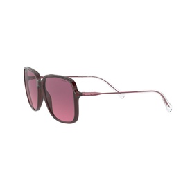Ralph Lauren 0RA5272 Square Sunglasses in burgundy with slim rose-gold metal temples and tinted pink lenses