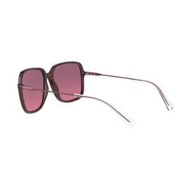 Ralph Lauren 0RA5272 Square Sunglasses in burgundy with gradient rose lenses and slim metal temples, angled back view