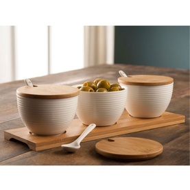 Ripple Three Bowls with Tray Set of Four
