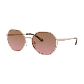 MMK PORTO Irregular Sunglasses in pink, rose gold metal frames with geometric octagonal shape and gradient pink lenses