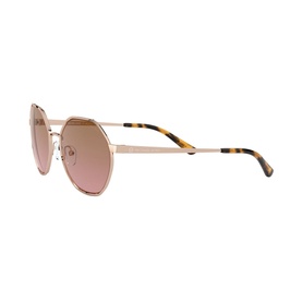 MMK PORTO Irregular Sunglasses in pink with rose-gold metal frames, geometric angular lenses, and tortoiseshell temple arms