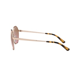 MMK PORTO Irregular Sunglasses in pink with rose gold metal frames and tortoiseshell temple tips, side profile view