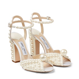 Sacaria 100 Pearl-Embellished Block Heels