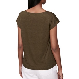 Ruched V Neck Linen T-Shirt