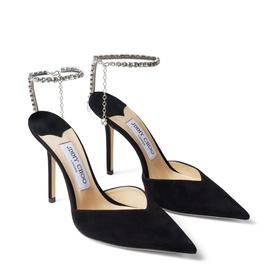 Saeda 100 Crystal-Embellished Suede Pumps