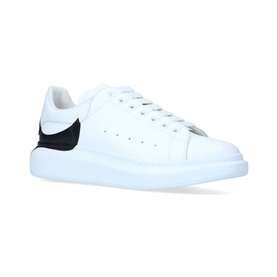 Alexander McQueen Show Drop Tab Trainers in white leather with black tab counter, chunky white sole