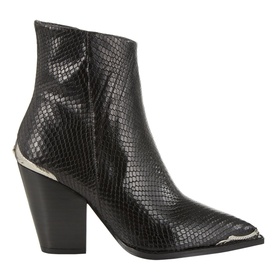 Snakeskin Effect Leather Boots