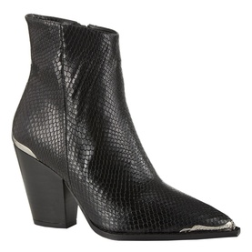 Snakeskin Effect Leather Boots